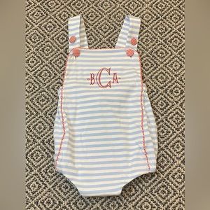 🎉 EEUC! 🎉 Cecil & Lou 24M Blue/White Striped Bubble w/ Red Monogrammed BCA